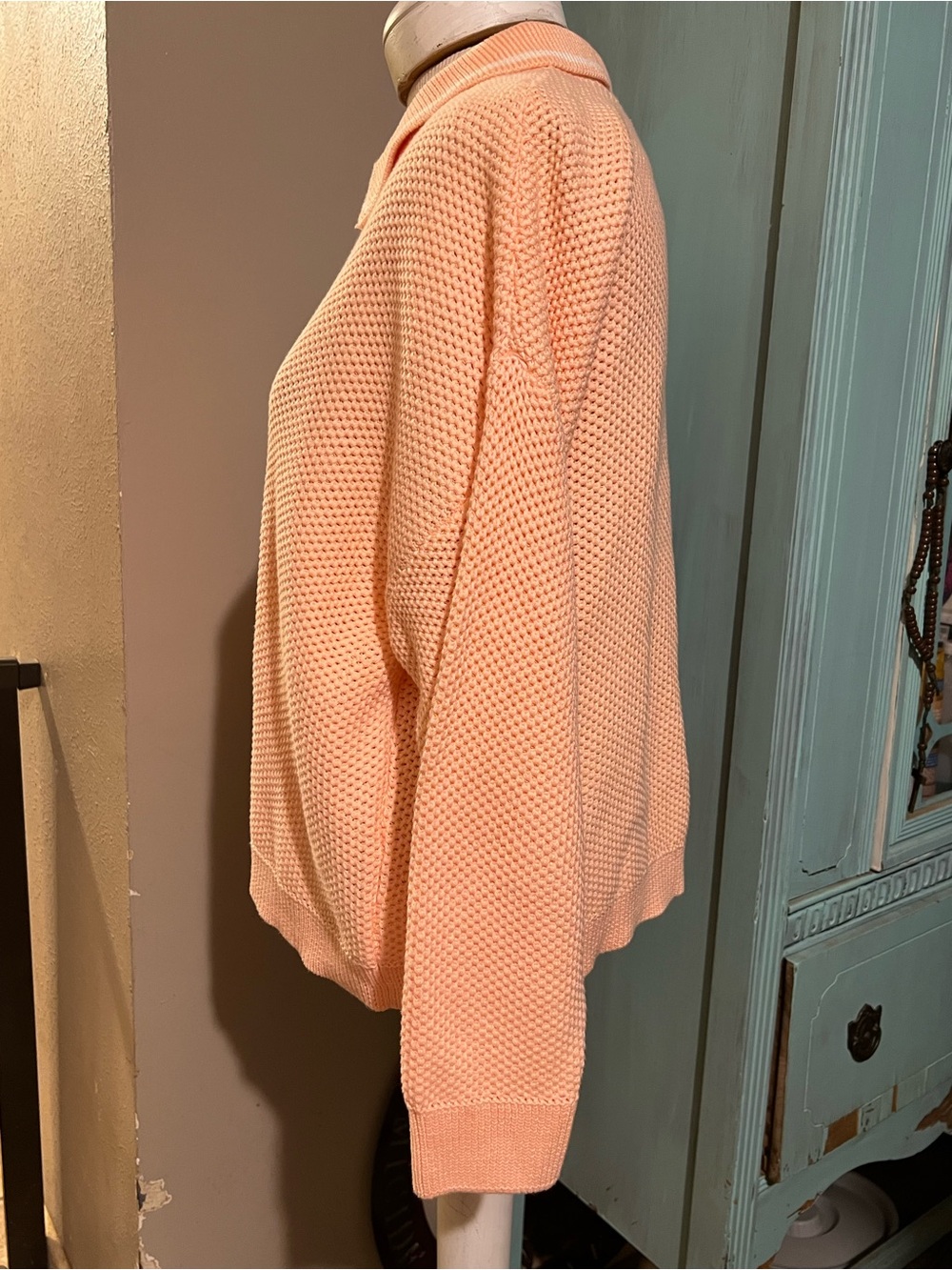 Natural Reflections Size Medium 100% Cotton Peach  Orange Long Sleeve Sweater - Picture 5 of 8